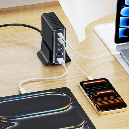 Incarcator Statie Tech-Protect DC160W-GAN, 160W, 5A, 2 x USB-A - 4 x USB-C, Negru