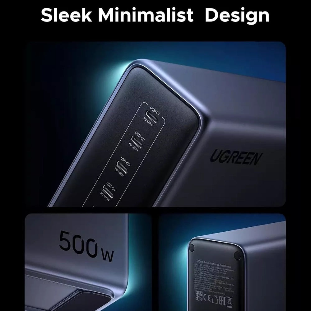Incarcator Statie UGREEN Nexode X759, 500W, 5A, 1 x USB-A - 5 x USB-C, Gri
