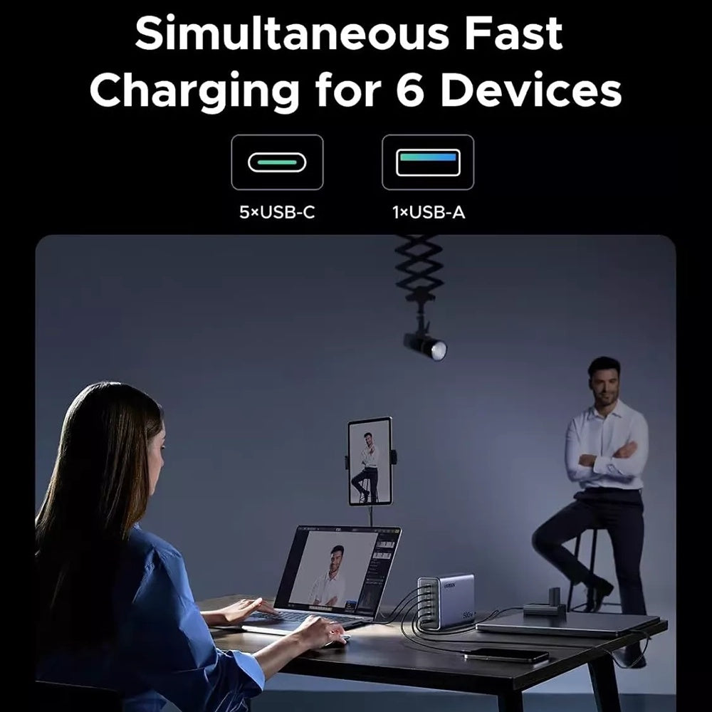Incarcator Statie UGREEN Nexode X759 (55550B), 500W, 5A, 1 x USB-A - 5 x USB-C, Gri