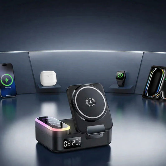 Incarcator Statie Yesido DS38 Display QI 3in1, 65W, 3A, 1 x USB-A  - 2 x USB-C, Negru