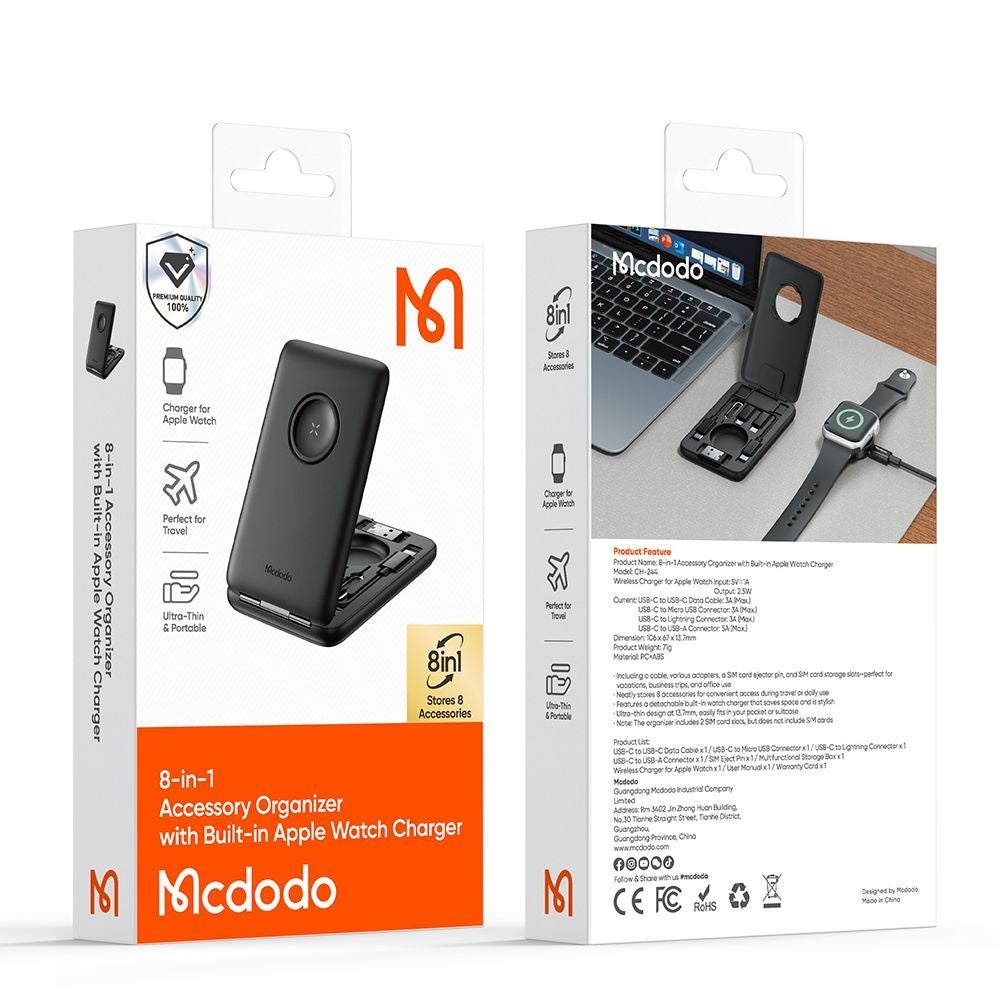Incarcator Wireless McDodo CH-2440 8in1 pentru Apple Watch Series, Negru
