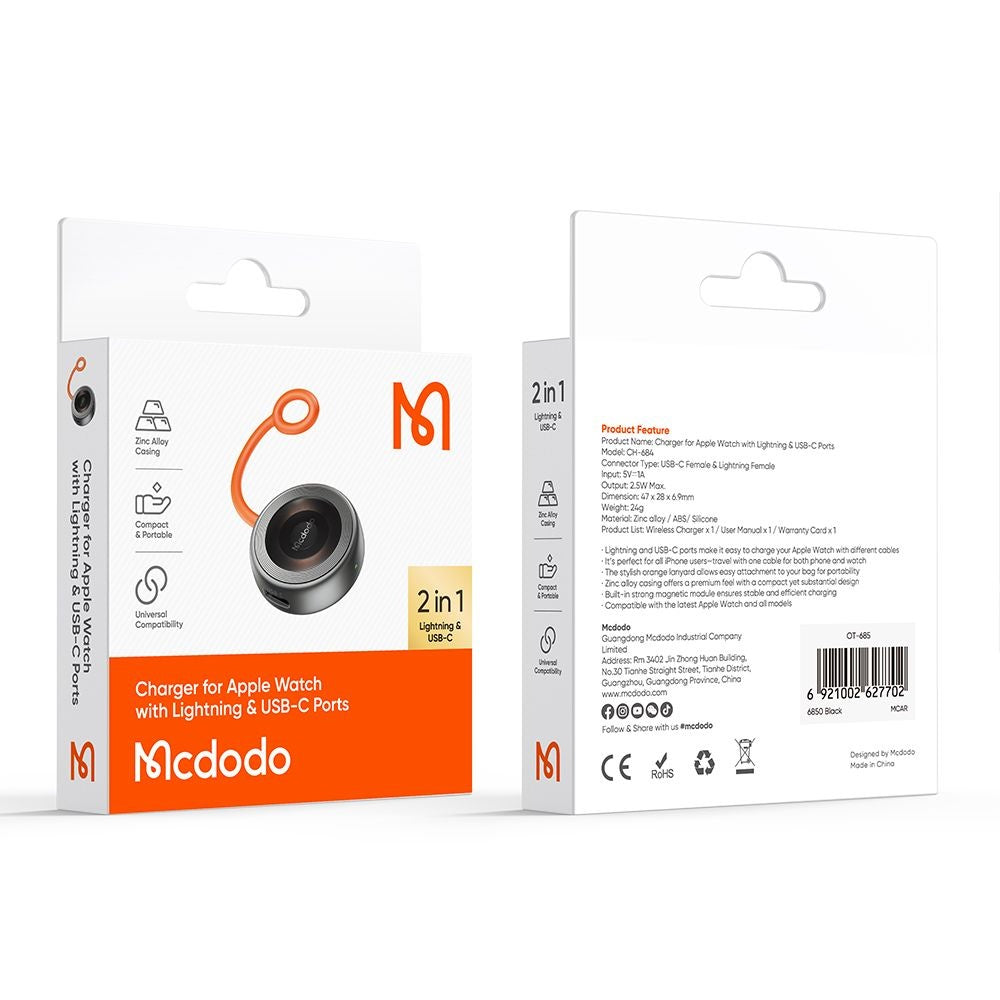 Incarcator Wireless McDodo CH-6840 pentru Apple Watch Series, Negru