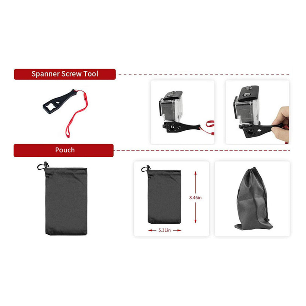 Kit Accesorii Camera Sport Techsuit SA15 pentru GoPro / SJCAM Series, 15in1, Negru