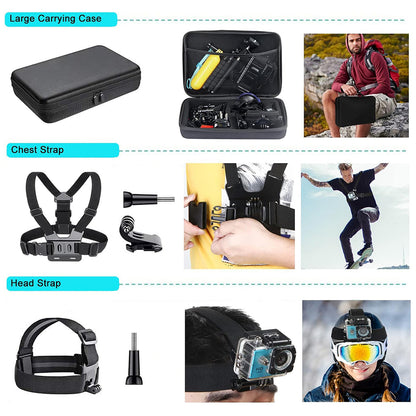 Kit Accesorii Camera Sport Techsuit SA50 pentru GoPro / SJCAM Series, 50in1, Negru