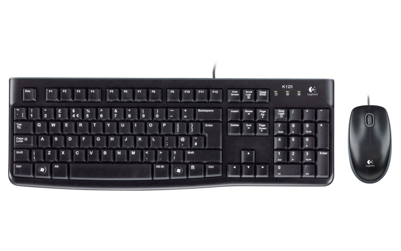 Kit Tastatura Mouse Wired USB Logitech MK120, Negru