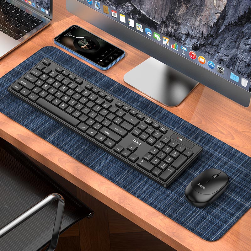 Kit Tastatura Mouse Wireless HOCO GM17, Negru