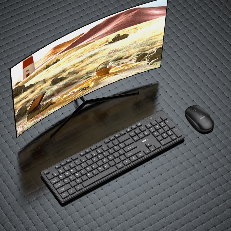 Kit Tastatura Mouse Wireless HOCO GM17, Negru