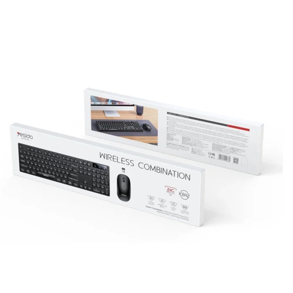 Kit Tastatura si Mouse Wireless Yesido KB42, Negru