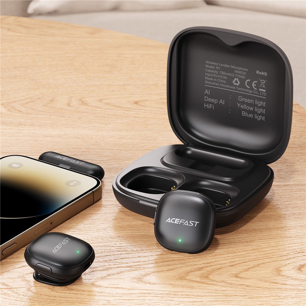 Lavaliera Acefast R1, Lightning, Set 2 bucati, Neagra