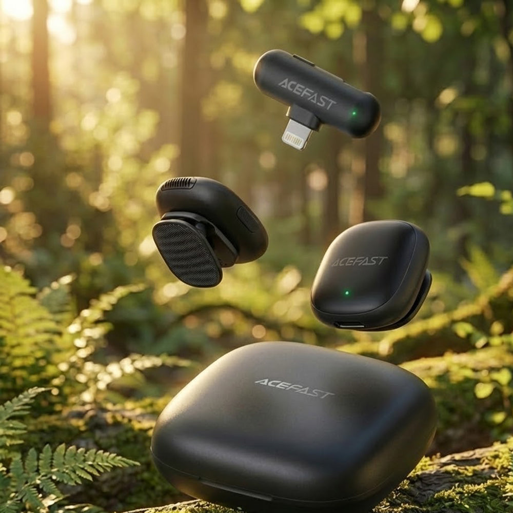 Lavaliera Acefast R1, Lightning, Set 2 bucati, Neagra