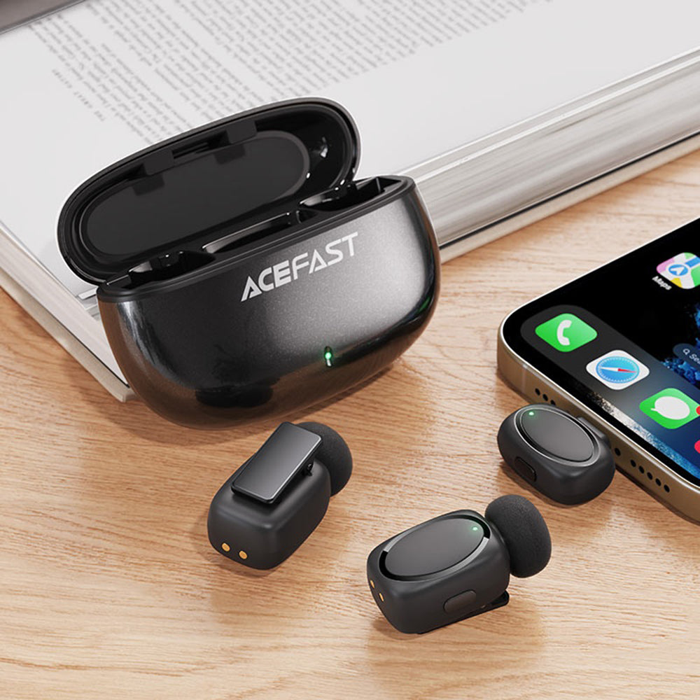 Lavaliera Acefast R2, USB-C, Set 2 bucati, Neagra