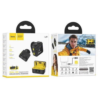 Lavaliera HOCO L17, USB-C / Lightning, Set 2 Bucati, Neagra