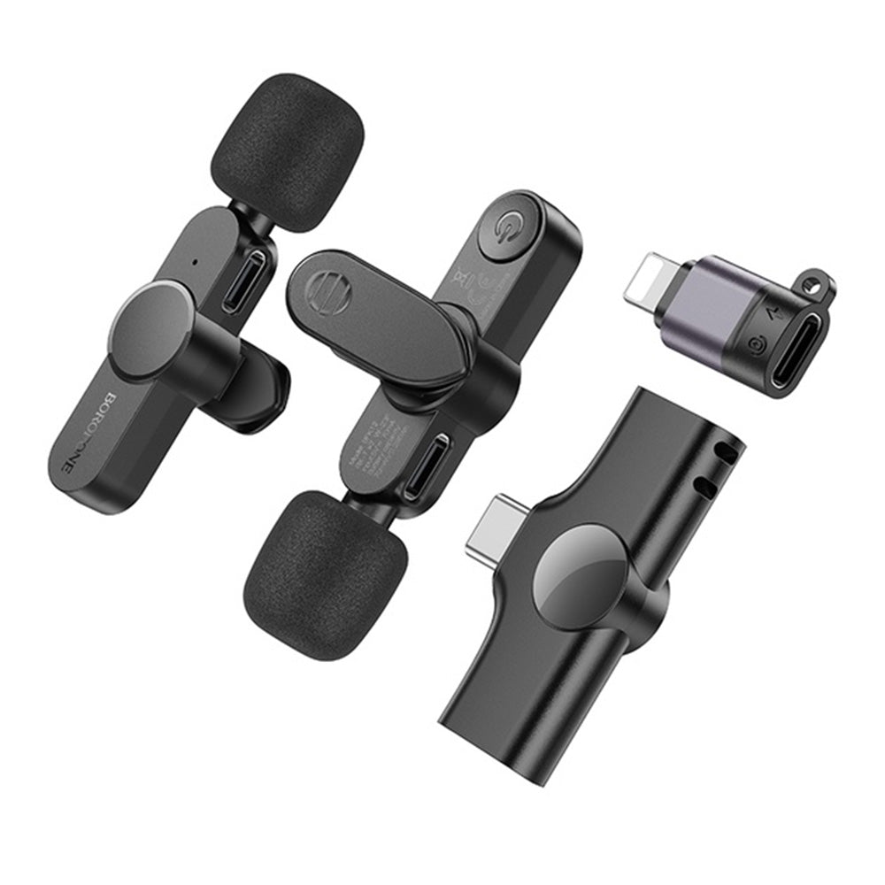 Lavaliera Borofone BFK12 Trophy, USB-C / Lightning, Set 2 bucati, Negru