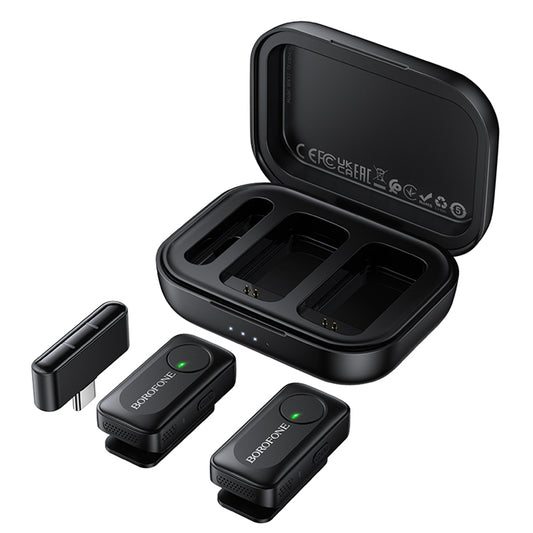 Lavaliera Borofone BFK17 Lemai, USB-C, Set 2 bucati, Neagra