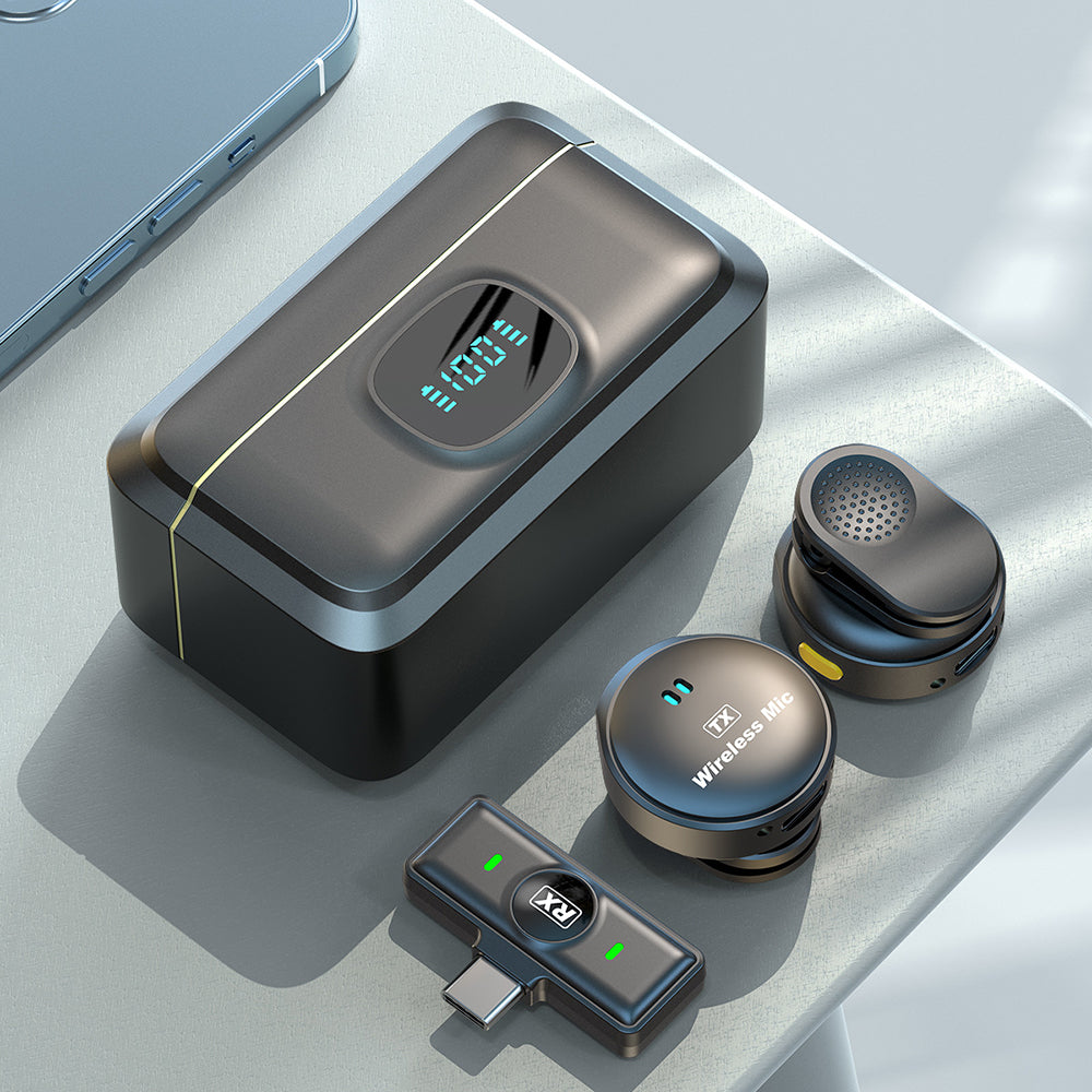 Lavaliera Techsuit LW5, USB-C, Set 2 bucati, Neagra