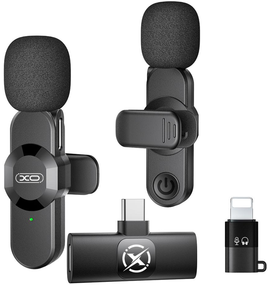 Lavaliera XO Design MC14 Dual, USB-C / Lightning, Set 2 bucati, Neagra
