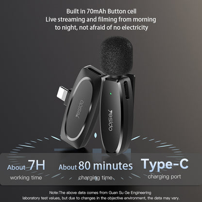 Lavaliera Yesido KR15, USB-C / Lightning, Set 2 bucati, Neagra