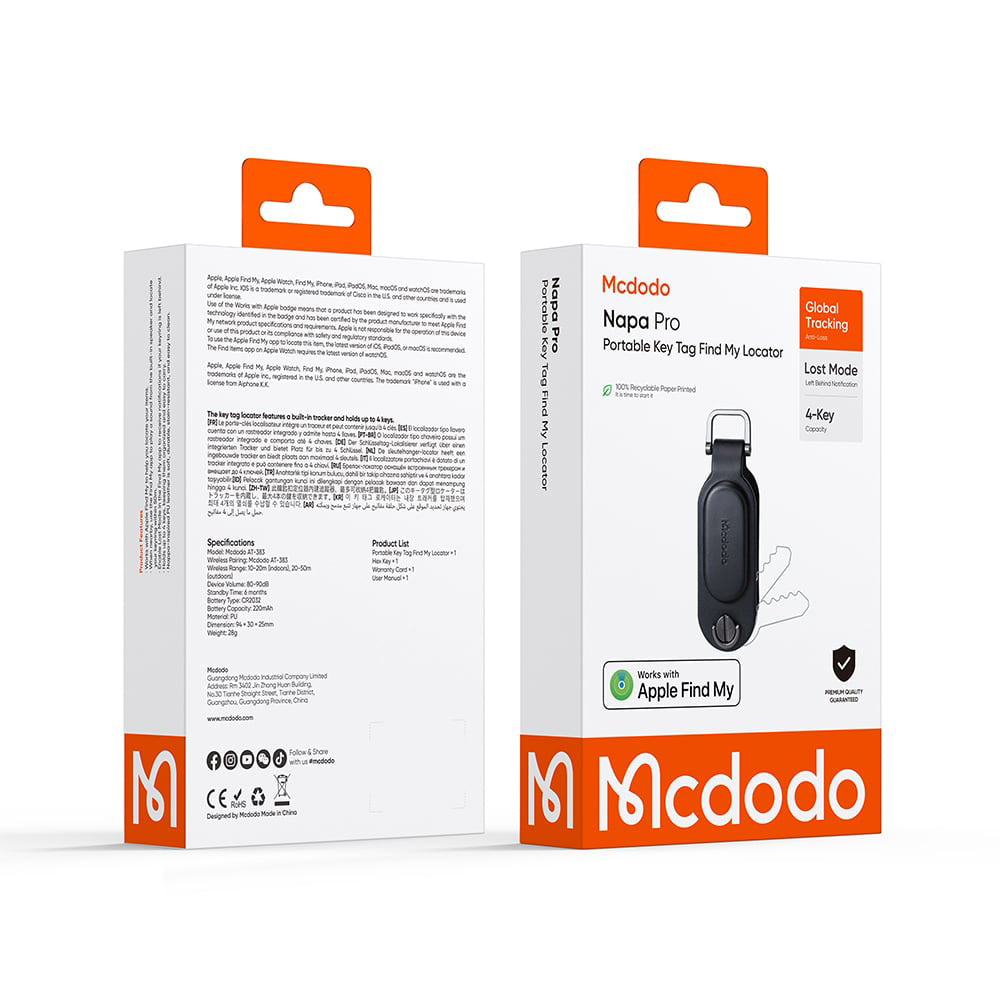 Mcdodo SmartTag Keys Napa Pro AT-3830 pentru iOS Series, Negru