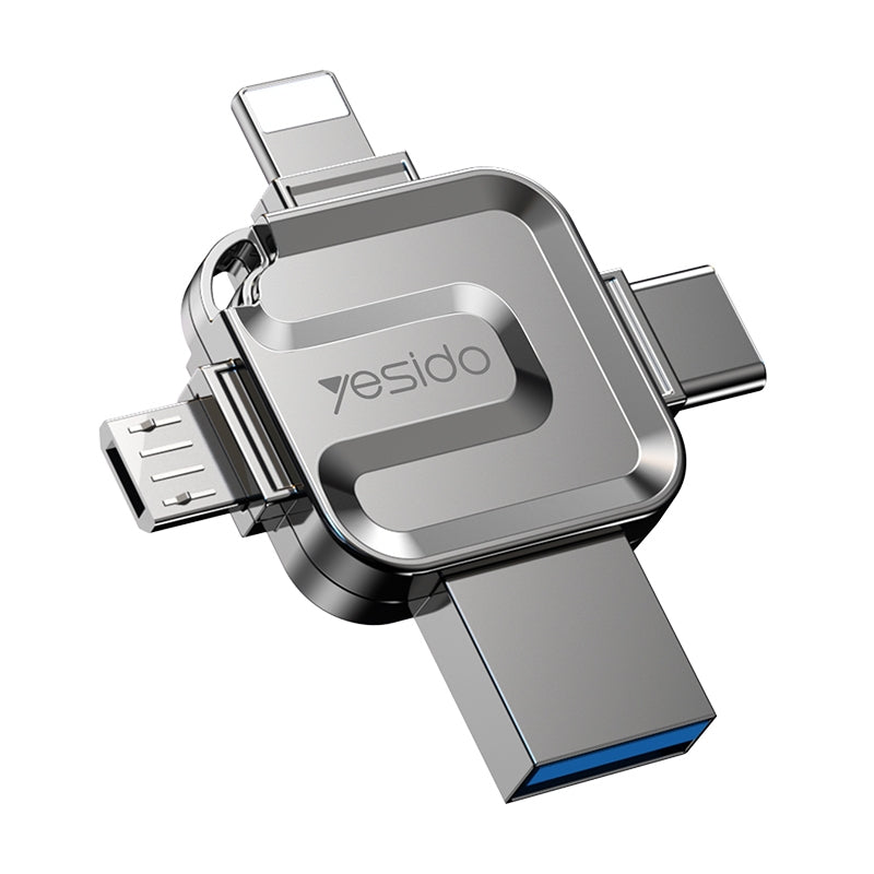Memorie Externa USB-A 3.0 / Lightning / USB-C / microUSB Yesido FL15, 64Gb