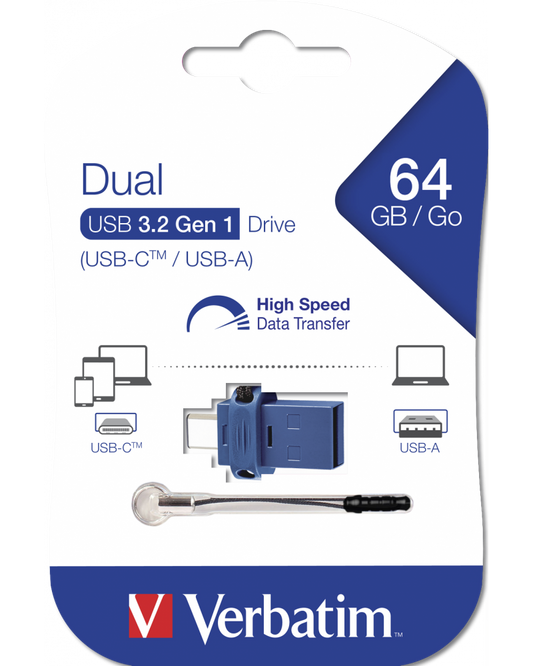 Memorie Externa USB-A 3.0 / USB-C Verbatim StoreNGo, 64Gb 49967