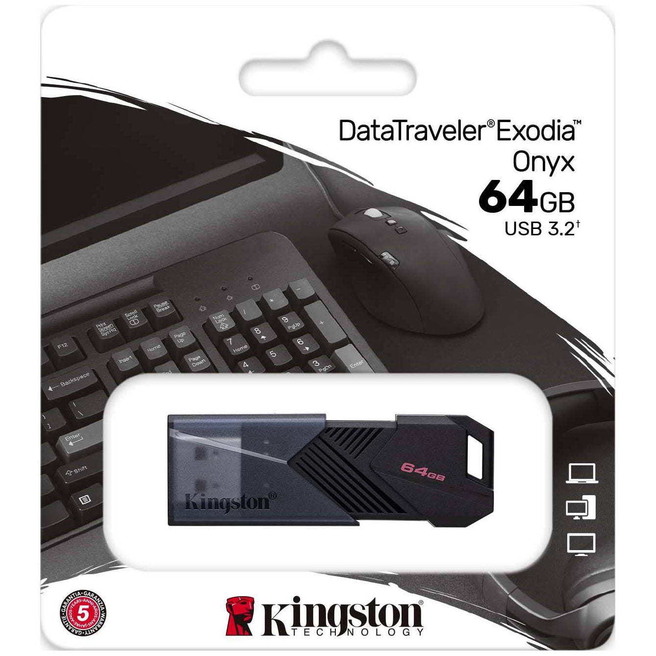 Pamięć zewnętrzna Kingston Exodia Onyx USB-A 3.0, 64 GB DTXON/64 GB 