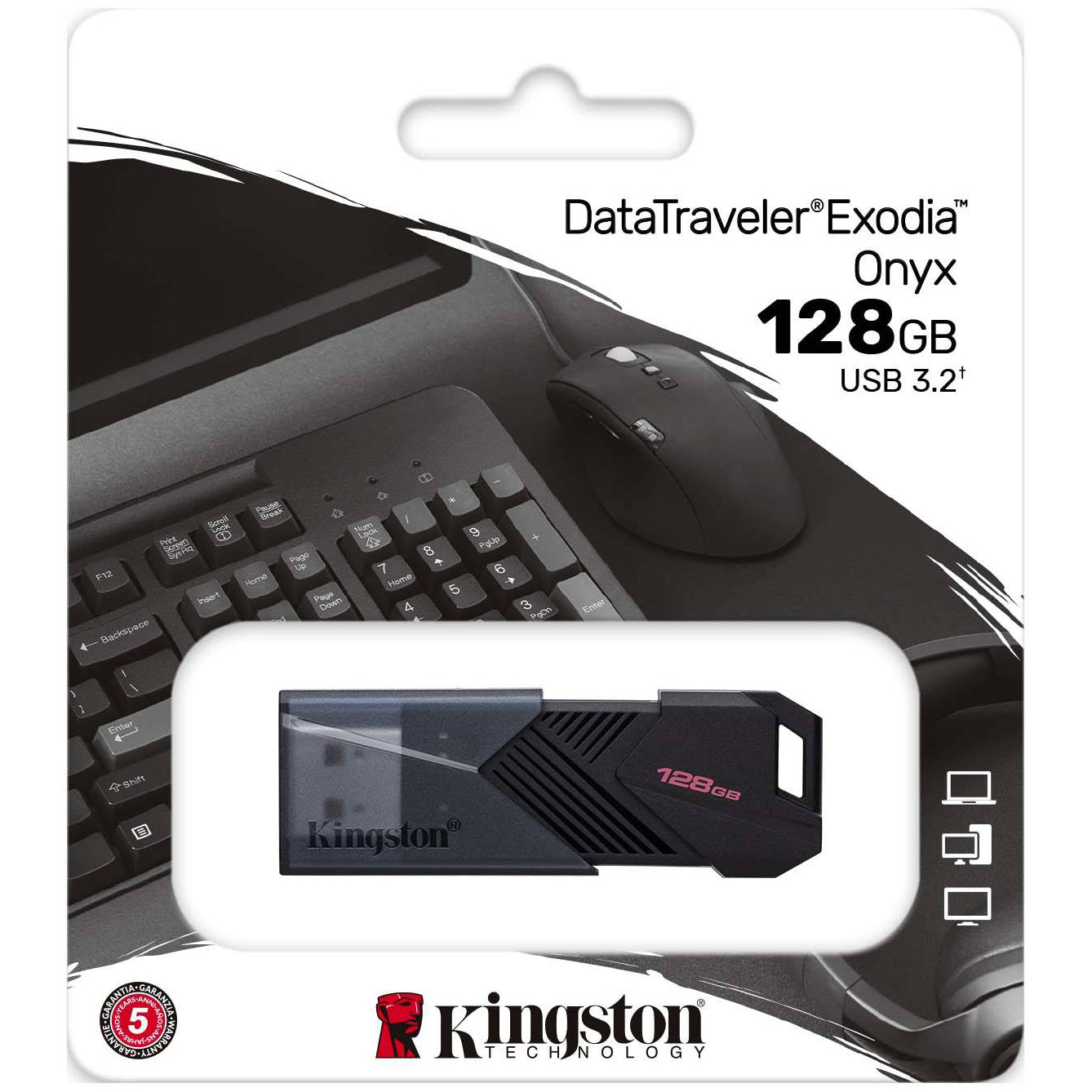 Memorie Externa USB-A 3.0 Kingston Exodia Onyx, 128Gb DTXON/128GB