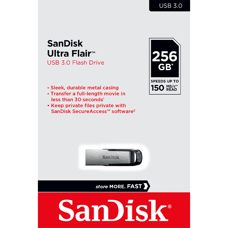 Memorie Externa USB-A 3.0 SanDisk Ultra Flair, 256Gb SDCZ73-256G-G46