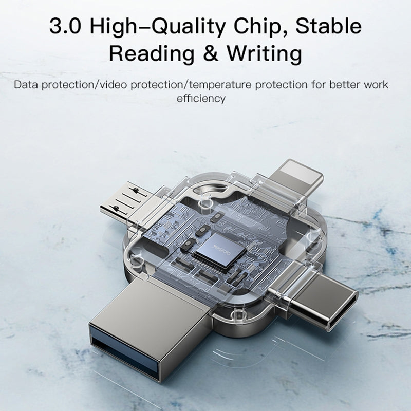 Memorie Externa USB-A 3.0 / Lightning / USB-C / microUSB Yesido FL15, 64Gb