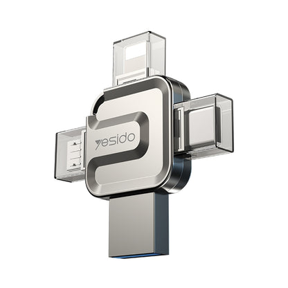 Memorie Externa USB-A 3.0 / Lightning / USB-C / microUSB Yesido FL15, 64Gb
