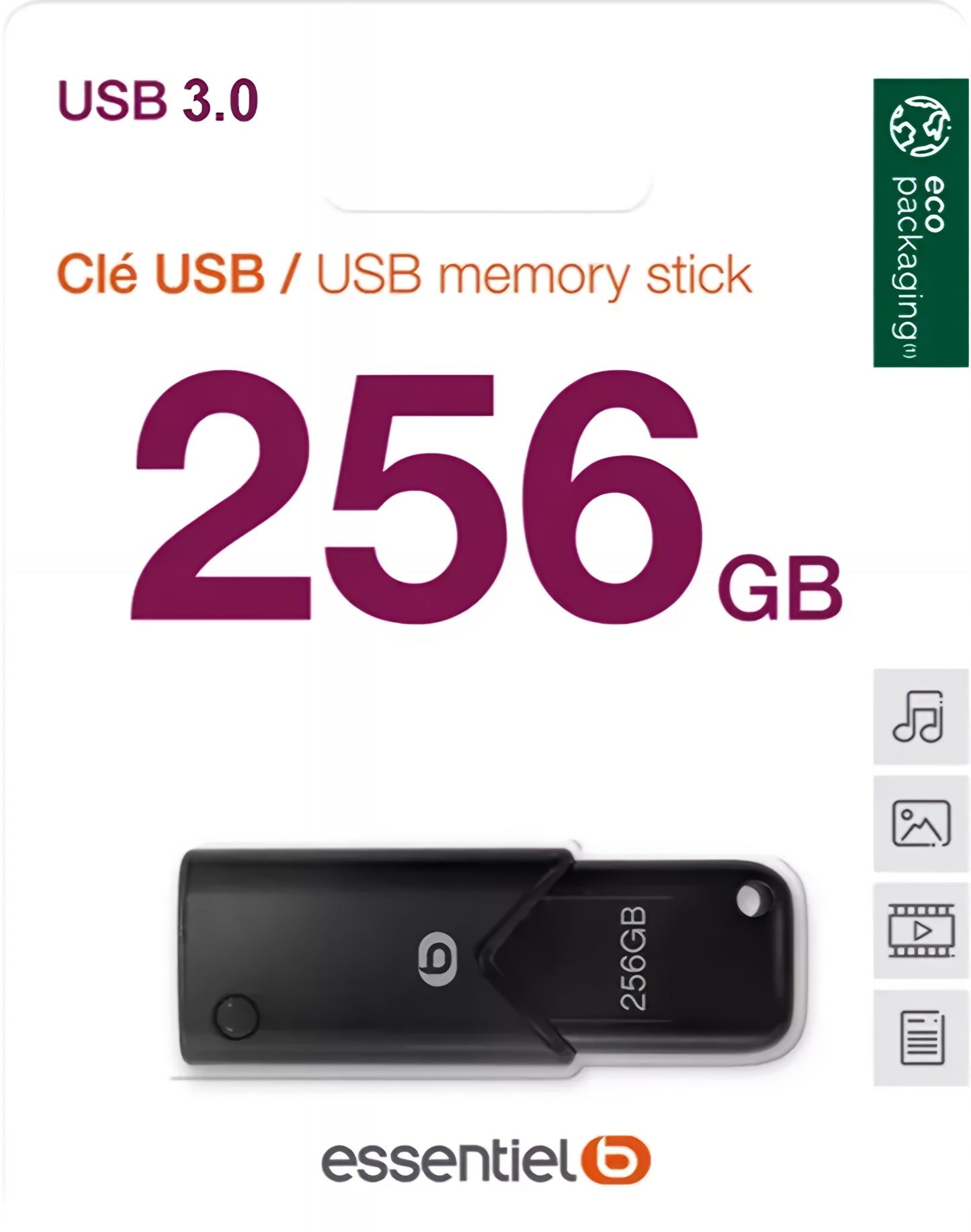 Memorie Externa USB-A 3.2 Essentiel-B B120, 256Gb EKMMD256123EB