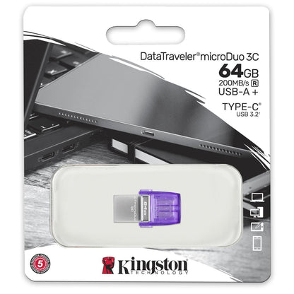 Memorie Externa USB-A 3.2 / USB-C Kingston microDuo 3C, 64Gb DTDUO3CG3/64GB