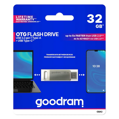 Memorie Externa USB-A 3.2 / USB-C GoodRam ODA3, 32Gb