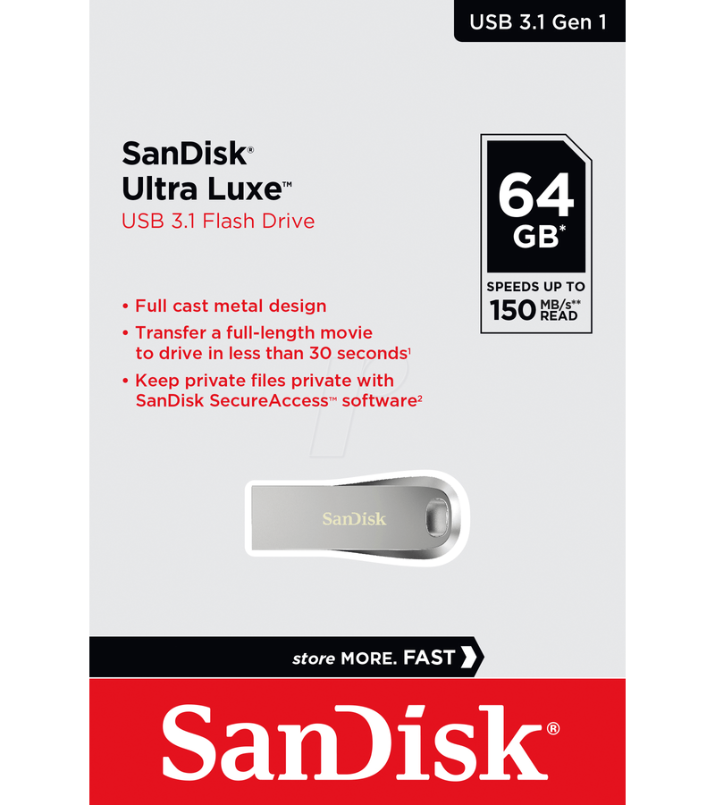 Memorie Externa USB-A 3.2 SanDisk Ultra Luxe, 64Gb SDCZ74-064G-G46