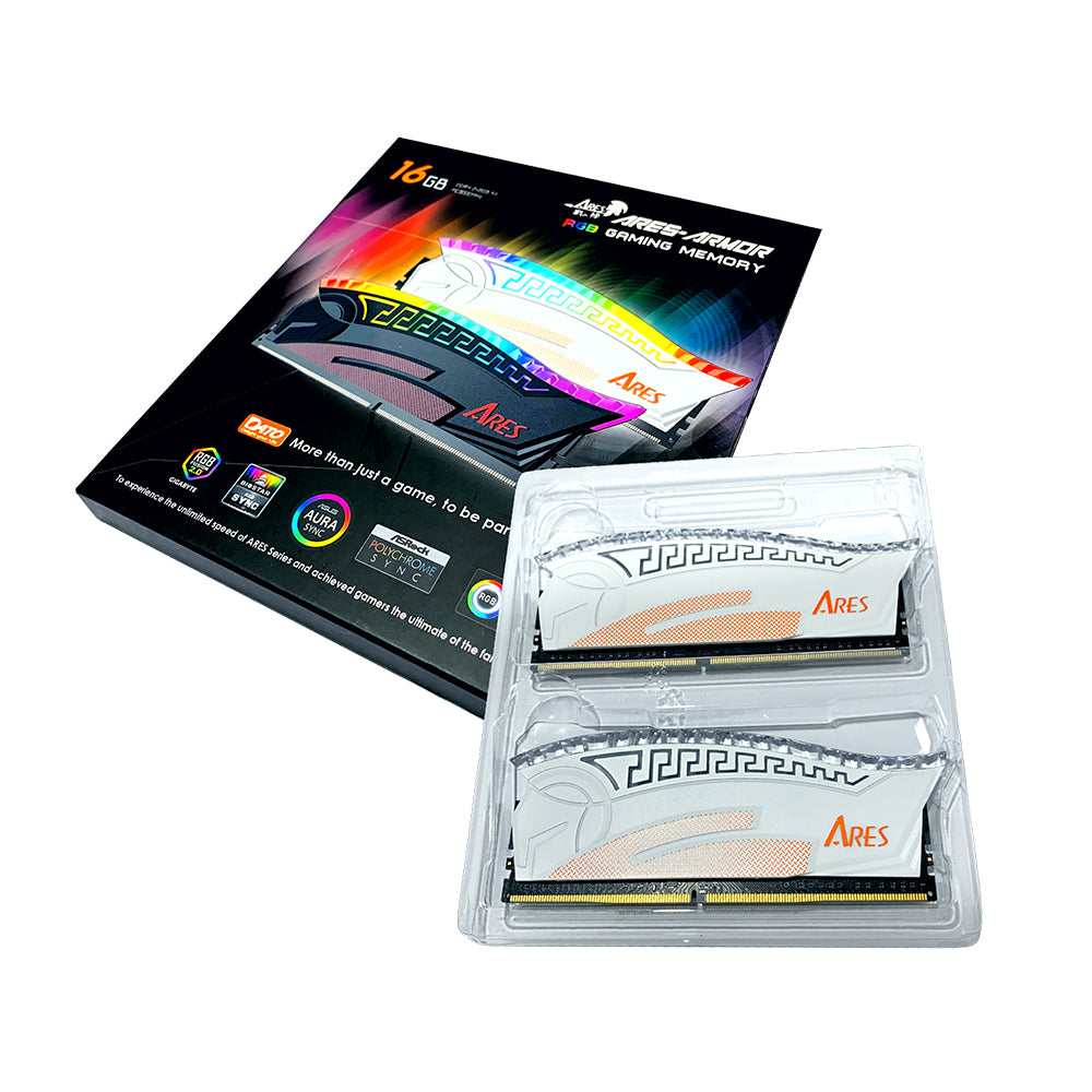 Memorie RAM Dato Ares Armor, DDR4, RGB, 2 x 8GB, 3600Mhz, CL18, Alba AMRGB8GX216G36W