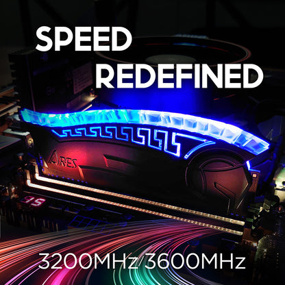 Memorie RAM Dato Ares Armor, DDR4, RGB, 8GB, 3600Mhz, CL18, Alba AMRGB1G88G36W