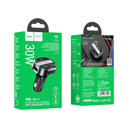 Modulator FM Bluetooth HOCO E70, 1 x USB-A - 1 x USB-C - microSD