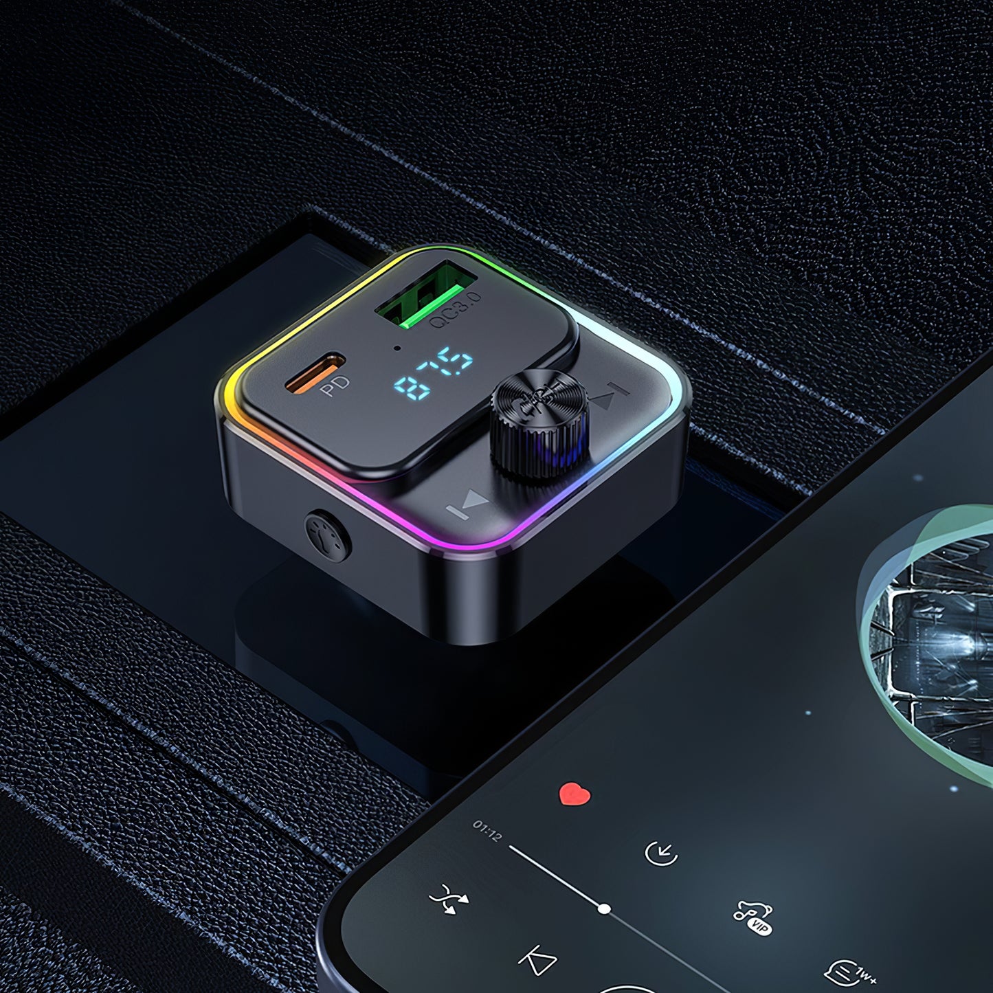 Modulator FM Bluetooth HOCO E81, 1 x USB-A - 1 x USB-C