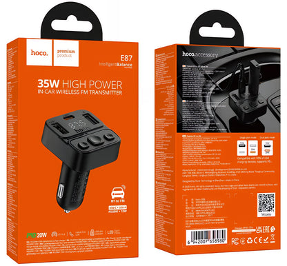 Modulator FM Bluetooth HOCO E87, 2 x USB-A - 1 x USB-C