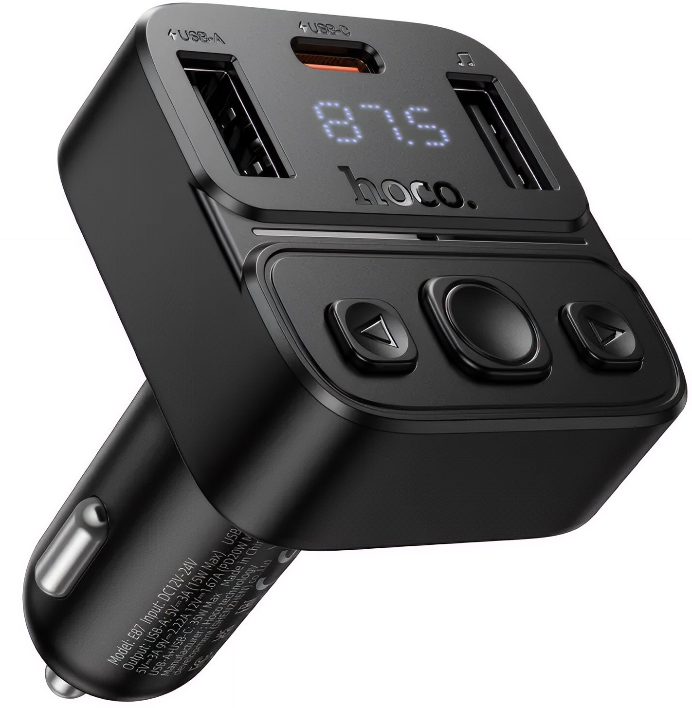 Modulator FM Bluetooth HOCO E87, 2 x USB-A - 1 x USB-C