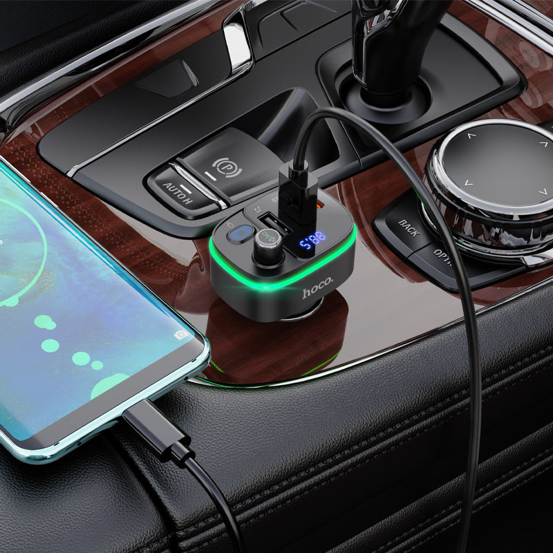 Modulator FM Bluetooth HOCO E62 Fast, 2 x USB-A - 1 x USB-C