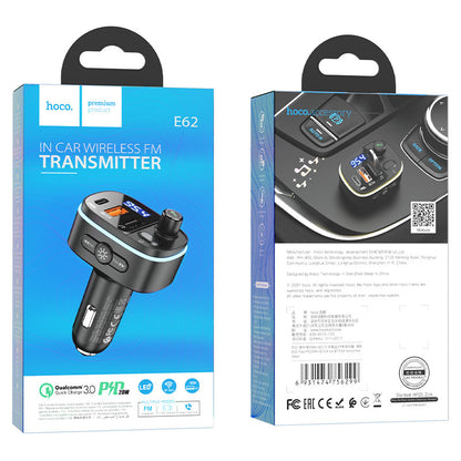 Modulator FM Bluetooth HOCO E62 Fast, 2 x USB-A - 1 x USB-C