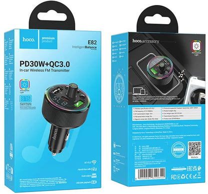 Modulator FM Bluetooth HOCO E82, 2 x USB-A - 1 x USB-C