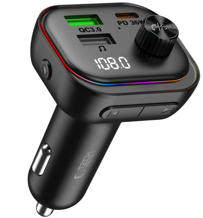 Modulator FM Bluetooth Tech-Protect CC07, 2 x USB-A - 1 x USB-C
