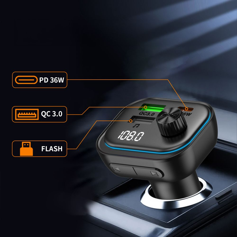 Modulator FM Bluetooth Tech-Protect CC07, 2 x USB-A - 1 x USB-C