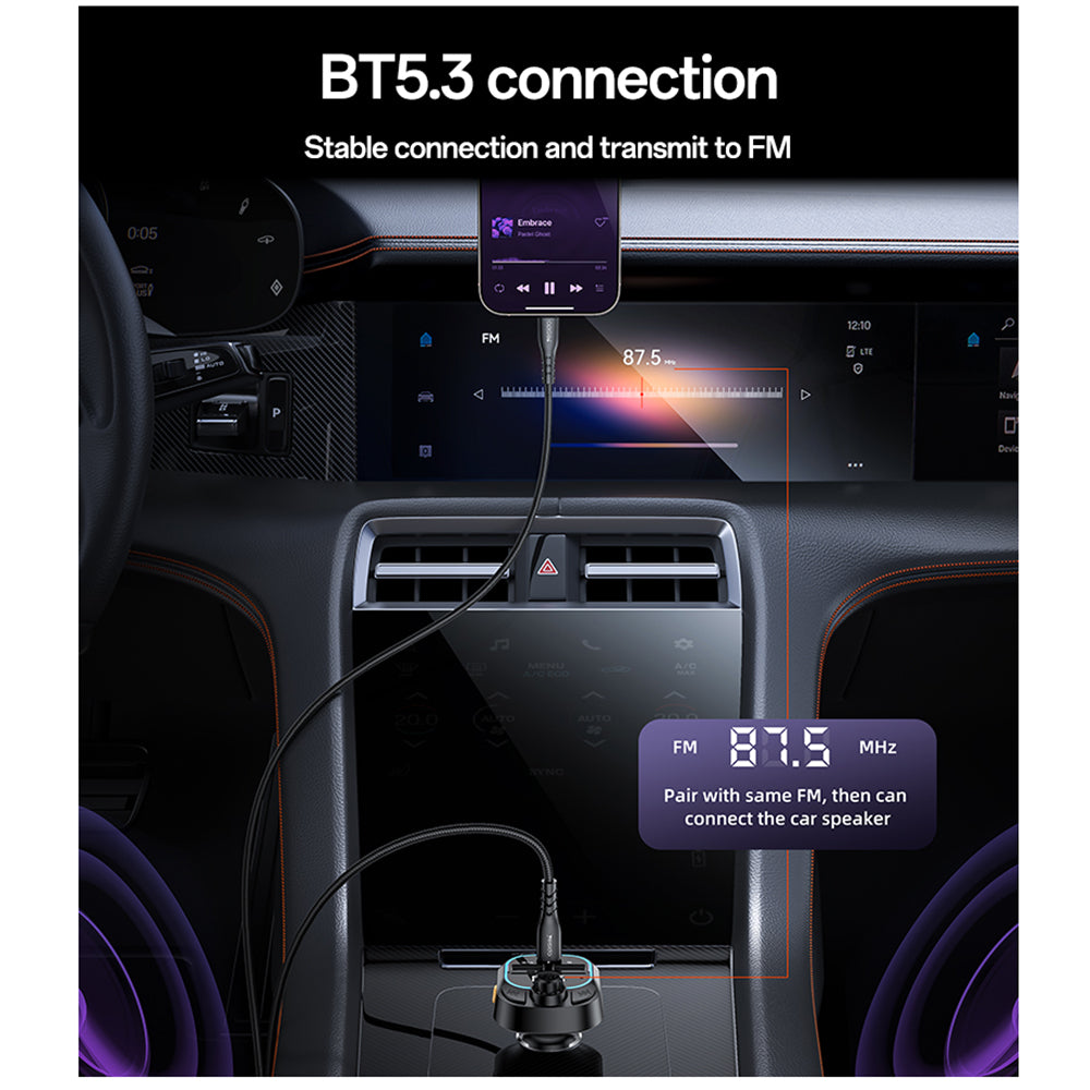 Modulator FM Bluetooth Yesido Y70, 2 x USB-A - 1 x USB-C