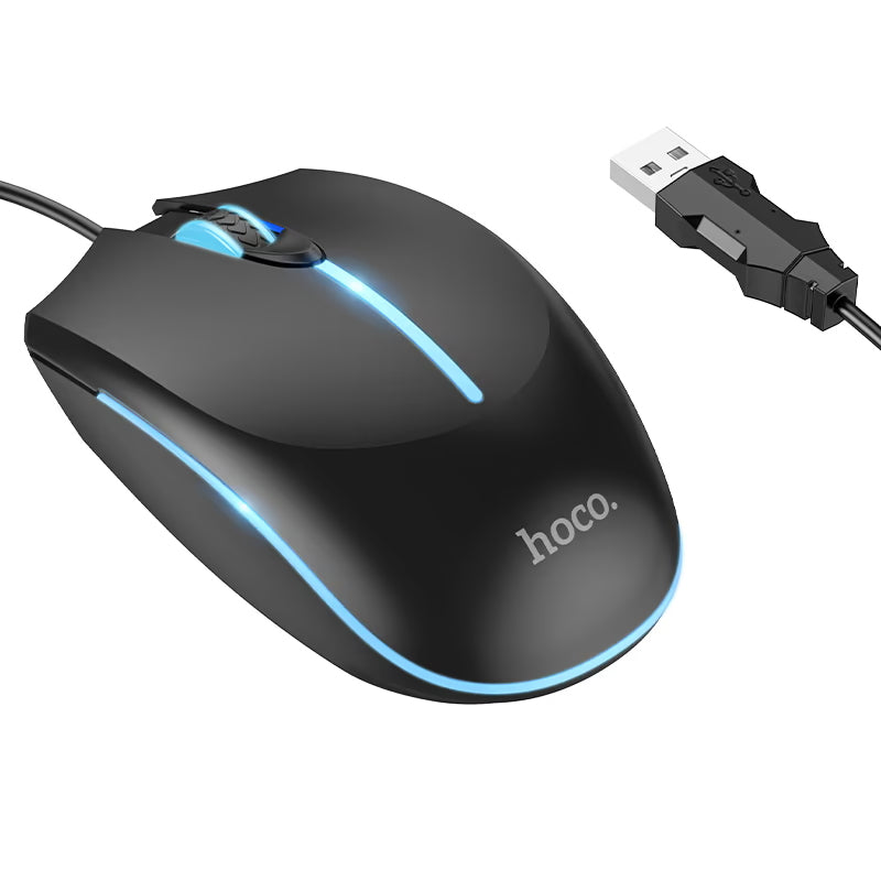 Mouse Gaming Wired USB HOCO GM37, RGB, 2400DPI, Negru