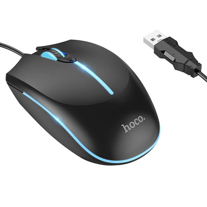 Mouse Gaming Wired USB HOCO GM37, RGB, 2400DPI, Negru