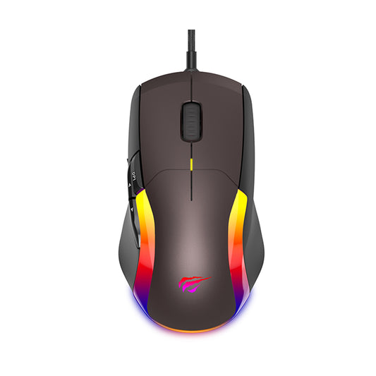 Mouse Gaming Wired USB HAVIT MS959S, RGB, 1200DPI - 8000DPI, 1.6m, Negru Ocru