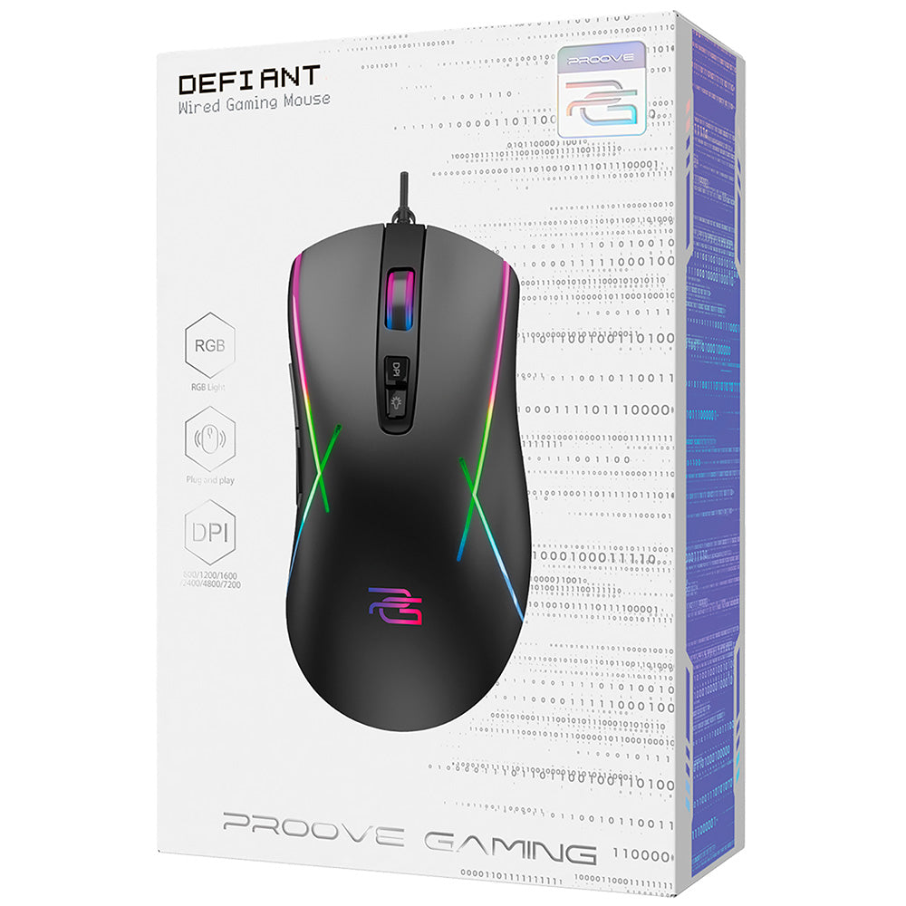 Mouse Gaming Wired USB Proove Defiant, RGB, 7200DPI, Negru CMDE00000102