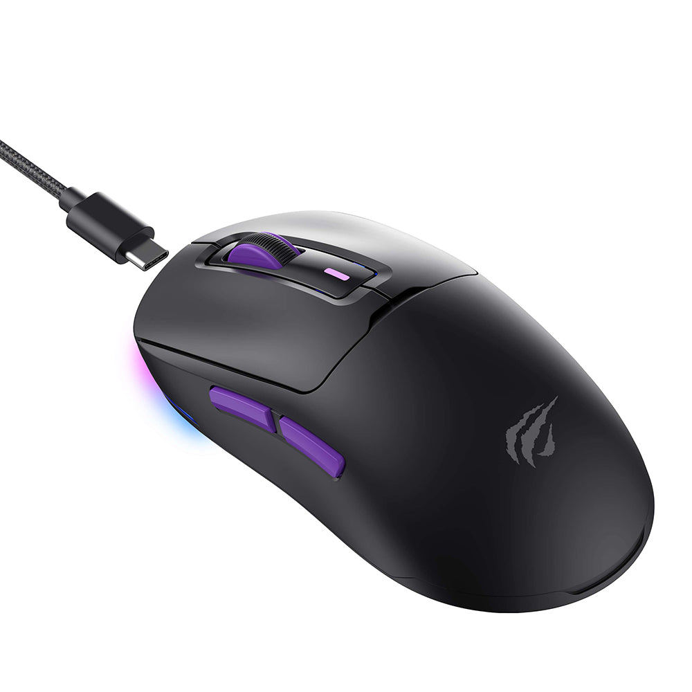 Mouse Gaming Wireless HAVIT MS969WB, RGB, 1000DPI - 16000DPI, BT / Wi-Fi / Wired, Negru